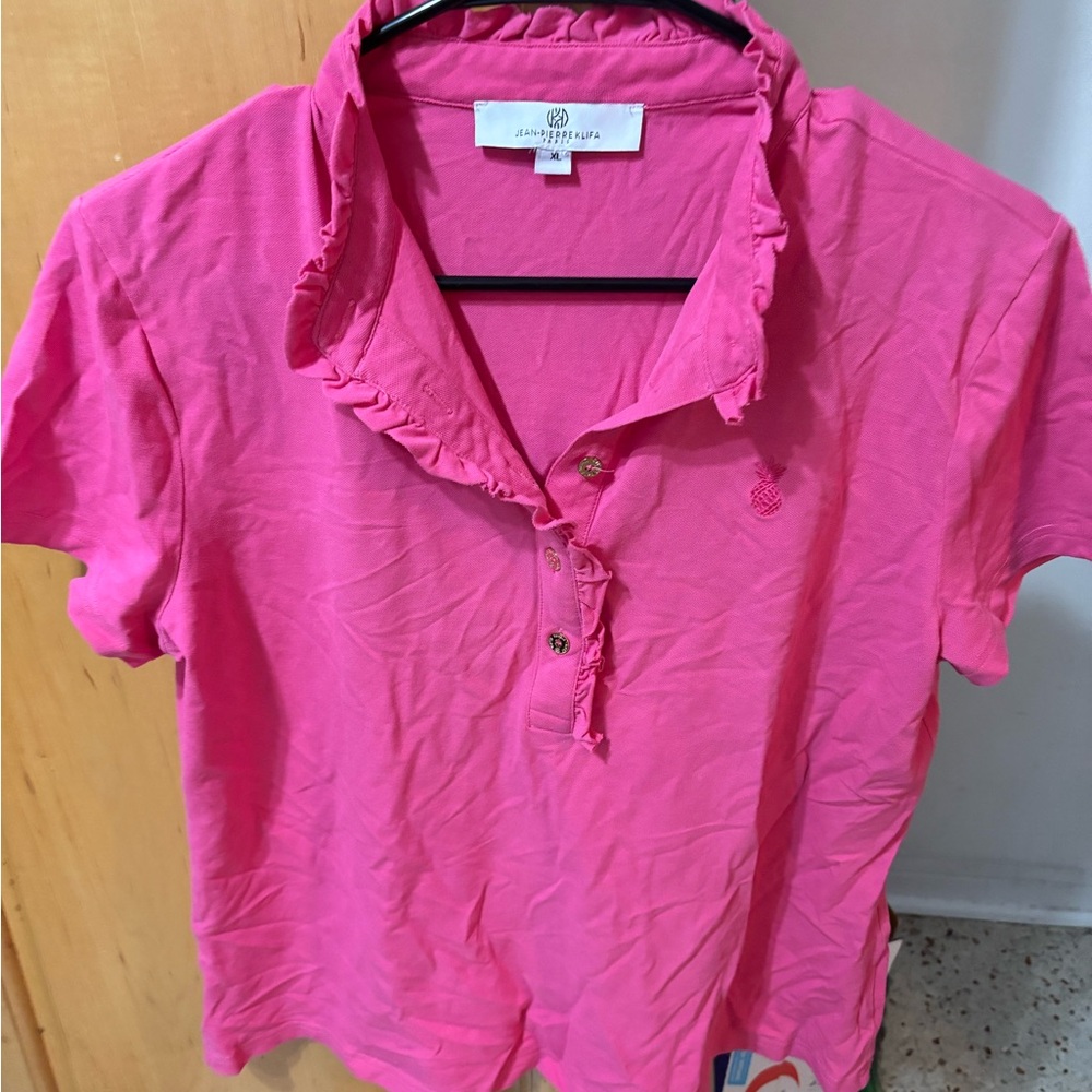 Jean-Pierre Klifa Wellington Top Ruffle Polo, Size X-Large